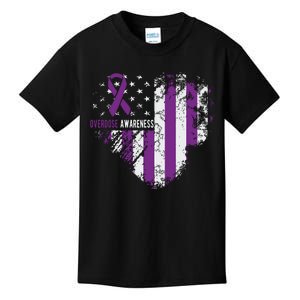 Overdose Awareness Purple Ribbon Drug Addiction Kids T-Shirt