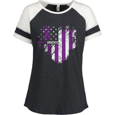 Overdose Awareness Purple Ribbon Drug Addiction Enza Ladies Jersey Colorblock Tee