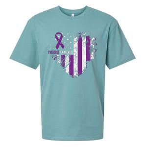 Overdose Awareness Purple Ribbon Drug Addiction Sueded Cloud Jersey T-Shirt