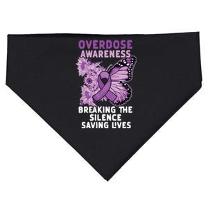 Overdose Awareness Purple Ribbon Drug Addiction USA-Made Doggie Bandana