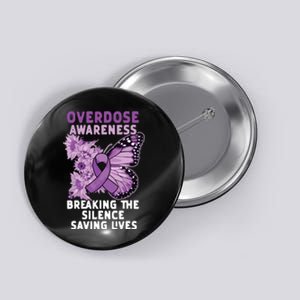 Overdose Awareness Purple Ribbon Drug Addiction Button