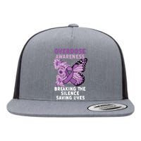 Overdose Awareness Purple Ribbon Drug Addiction Flat Bill Trucker Hat