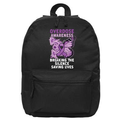 Overdose Awareness Purple Ribbon Drug Addiction 16 in Basic Backpack