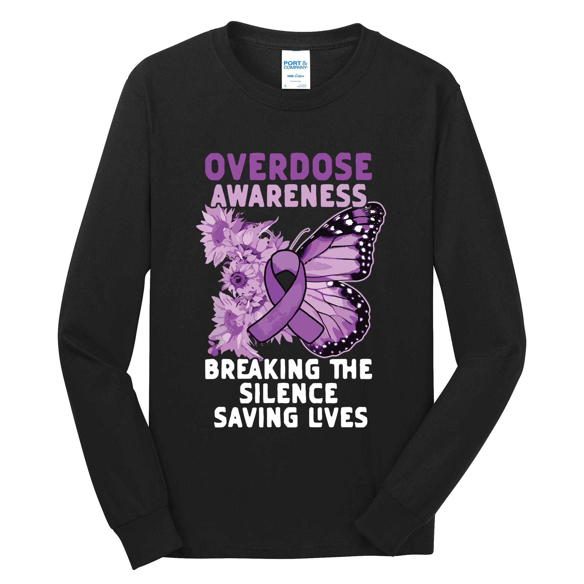 Overdose Awareness Purple Ribbon Drug Addiction Tall Long Sleeve T-Shirt