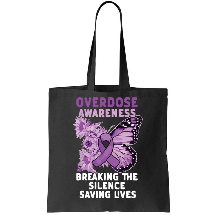 Overdose Awareness Purple Ribbon Drug Addiction Tote Bag