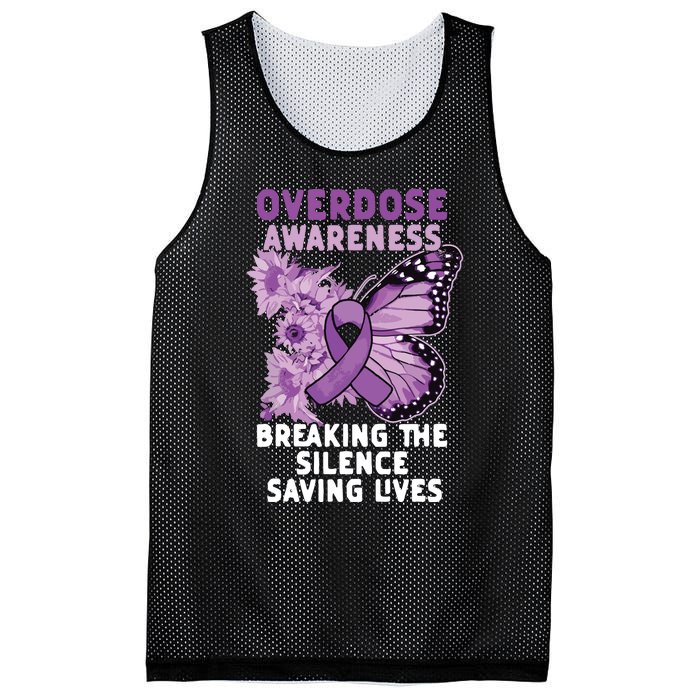 Overdose Awareness Purple Ribbon Drug Addiction Mesh Reversible Basketball Jersey Tank