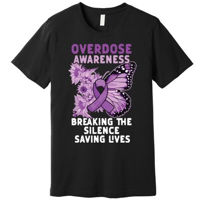 Overdose Awareness Purple Ribbon Drug Addiction Premium T-Shirt