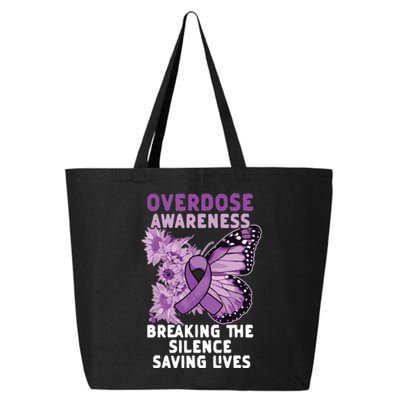 Overdose Awareness Purple Ribbon Drug Addiction 25L Jumbo Tote