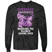 Overdose Awareness Purple Ribbon Drug Addiction Tie-Dye Long Sleeve Shirt