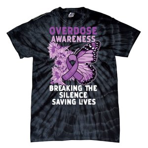 Overdose Awareness Purple Ribbon Drug Addiction Tie-Dye T-Shirt