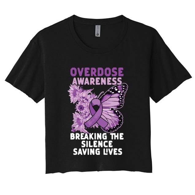 Overdose Awareness Purple Ribbon Drug Addiction Crop Top