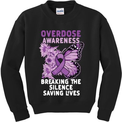 Overdose Awareness Purple Ribbon Drug Addiction Kids Sweatshirt