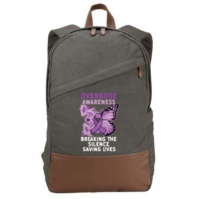 Overdose Awareness Purple Ribbon Drug Addiction Cotton Canvas Backpack