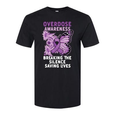 Overdose Awareness Purple Ribbon Drug Addiction Softstyle® CVC T-Shirt