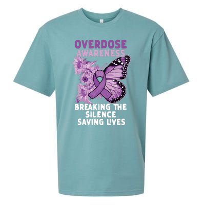 Overdose Awareness Purple Ribbon Drug Addiction Sueded Cloud Jersey T-Shirt