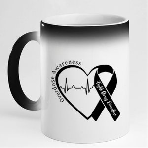 Overdose Awareness Purple Ribbon Drug Addiction Recovery 11oz Black Color Changing Mug