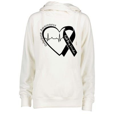 Overdose Awareness Purple Ribbon Drug Addiction Recovery Womens Funnel Neck Pullover Hood