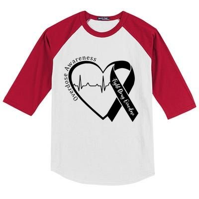 Overdose Awareness Purple Ribbon Drug Addiction Recovery Kids Colorblock Raglan Jersey