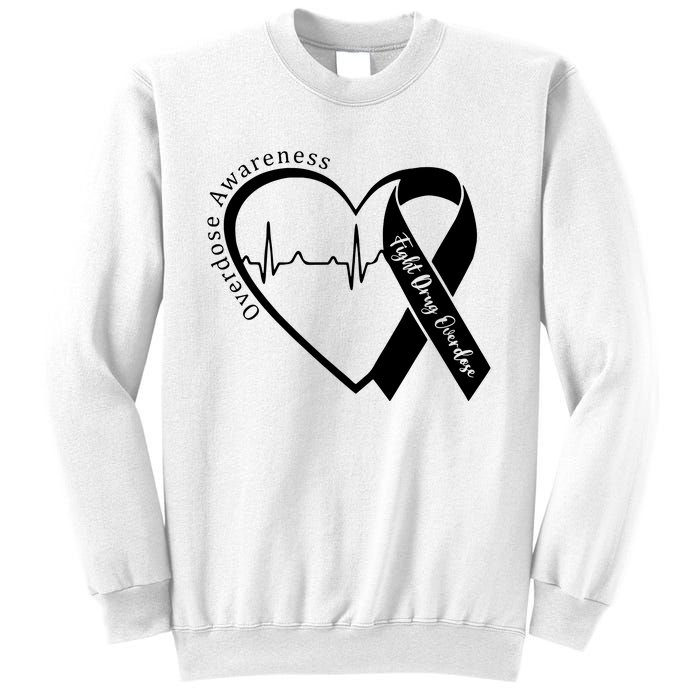 Overdose Awareness Purple Ribbon Drug Addiction Recovery Sweatshirt