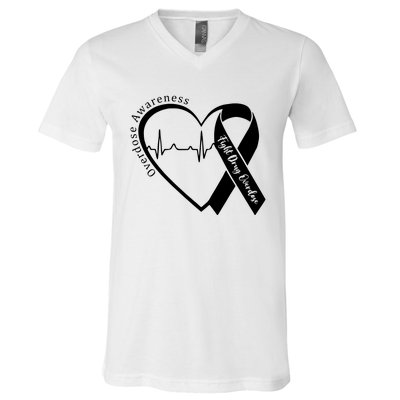 Overdose Awareness Purple Ribbon Drug Addiction Recovery V-Neck T-Shirt