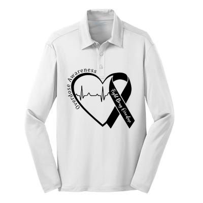 Overdose Awareness Purple Ribbon Drug Addiction Recovery Silk Touch Performance Long Sleeve Polo