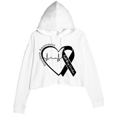 Overdose Awareness Purple Ribbon Drug Addiction Recovery Crop Fleece Hoodie