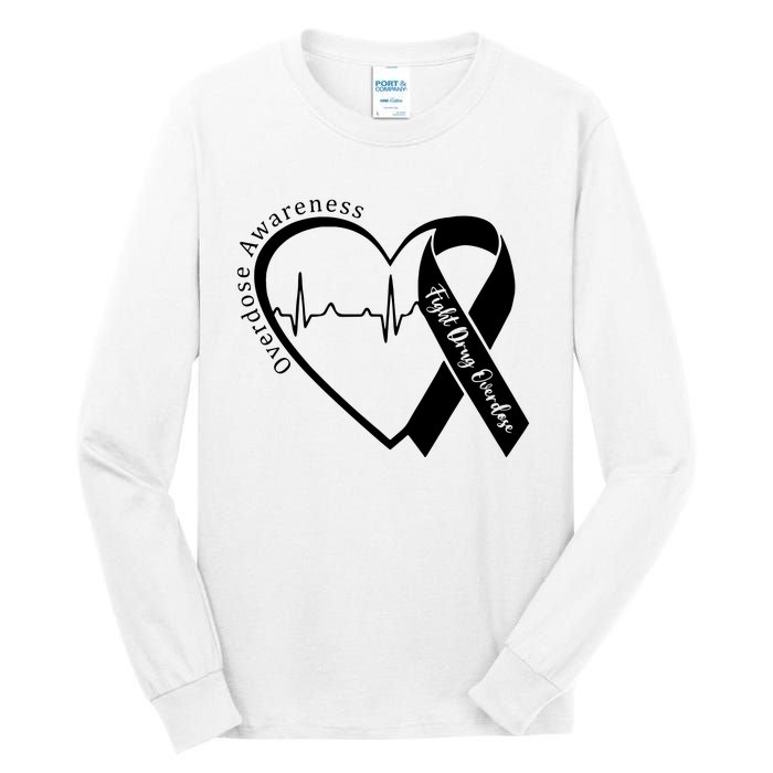 Overdose Awareness Purple Ribbon Drug Addiction Recovery Tall Long Sleeve T-Shirt