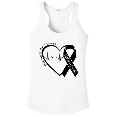 Overdose Awareness Purple Ribbon Drug Addiction Recovery Ladies PosiCharge Competitor Racerback Tank