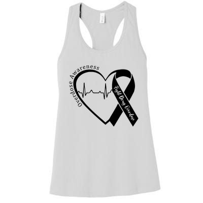 Overdose Awareness Purple Ribbon Drug Addiction Recovery Women's Racerback Tank