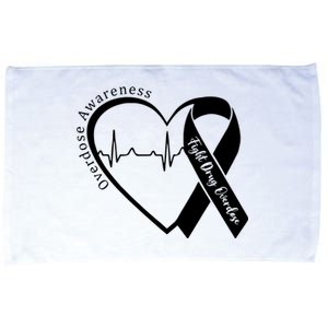 Overdose Awareness Purple Ribbon Drug Addiction Recovery Microfiber Hand Towel