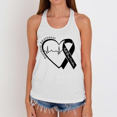 Overdose Awareness Purple Ribbon Drug Addiction Recovery Women's Knotted Racerback Tank