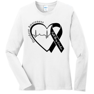 Overdose Awareness Purple Ribbon Drug Addiction Recovery Ladies Long Sleeve Shirt