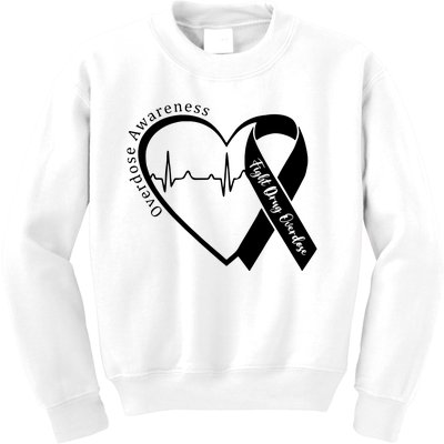 Overdose Awareness Purple Ribbon Drug Addiction Recovery Kids Sweatshirt