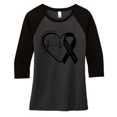 Overdose Awareness Purple Ribbon Drug Addiction Recovery Women's Tri-Blend 3/4-Sleeve Raglan Shirt