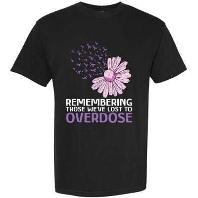 Overdose Awareness Purple Ribbon Drug Addiction Sunflower Garment-Dyed Heavyweight T-Shirt