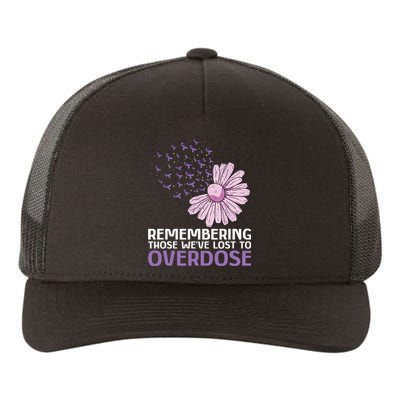 Overdose Awareness Purple Ribbon Drug Addiction Sunflower Yupoong Adult 5-Panel Trucker Hat