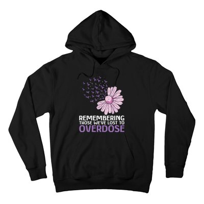 Overdose Awareness Purple Ribbon Drug Addiction Sunflower Hoodie