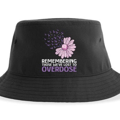 Overdose Awareness Purple Ribbon Drug Addiction Sunflower Sustainable Bucket Hat