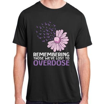 Overdose Awareness Purple Ribbon Drug Addiction Sunflower Adult ChromaSoft Performance T-Shirt