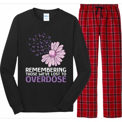 Overdose Awareness Purple Ribbon Drug Addiction Sunflower Long Sleeve Pajama Set