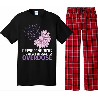 Overdose Awareness Purple Ribbon Drug Addiction Sunflower Pajama Set