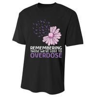 Overdose Awareness Purple Ribbon Drug Addiction Sunflower Performance Sprint T-Shirt