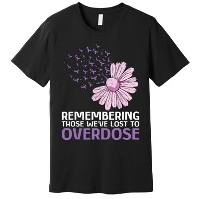 Overdose Awareness Purple Ribbon Drug Addiction Sunflower Premium T-Shirt