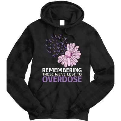 Overdose Awareness Purple Ribbon Drug Addiction Sunflower Tie Dye Hoodie