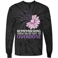 Overdose Awareness Purple Ribbon Drug Addiction Sunflower Tie-Dye Long Sleeve Shirt