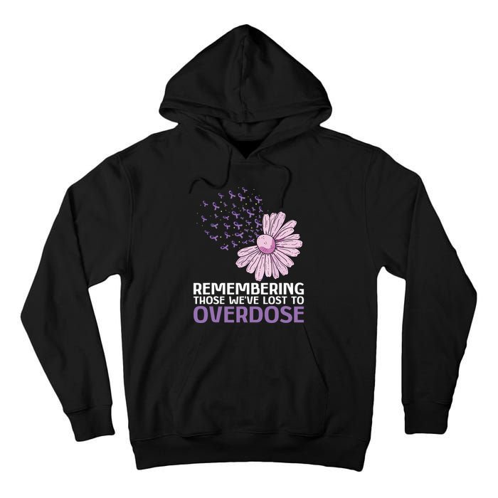 Overdose Awareness Purple Ribbon Drug Addiction Sunflower Tall Hoodie