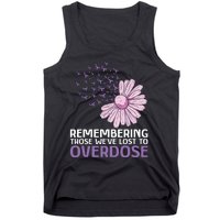 Overdose Awareness Purple Ribbon Drug Addiction Sunflower Tank Top