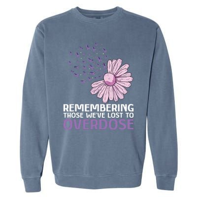 Overdose Awareness Purple Ribbon Drug Addiction Sunflower Garment-Dyed Sweatshirt