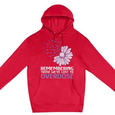 Overdose Awareness Purple Ribbon Drug Addiction Sunflower Premium Pullover Hoodie