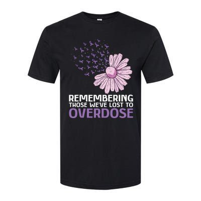 Overdose Awareness Purple Ribbon Drug Addiction Sunflower Softstyle CVC T-Shirt